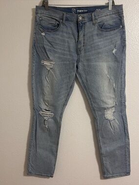 Original Use Light Blue Men's Denim Jeans Slim Taper 38WX32L